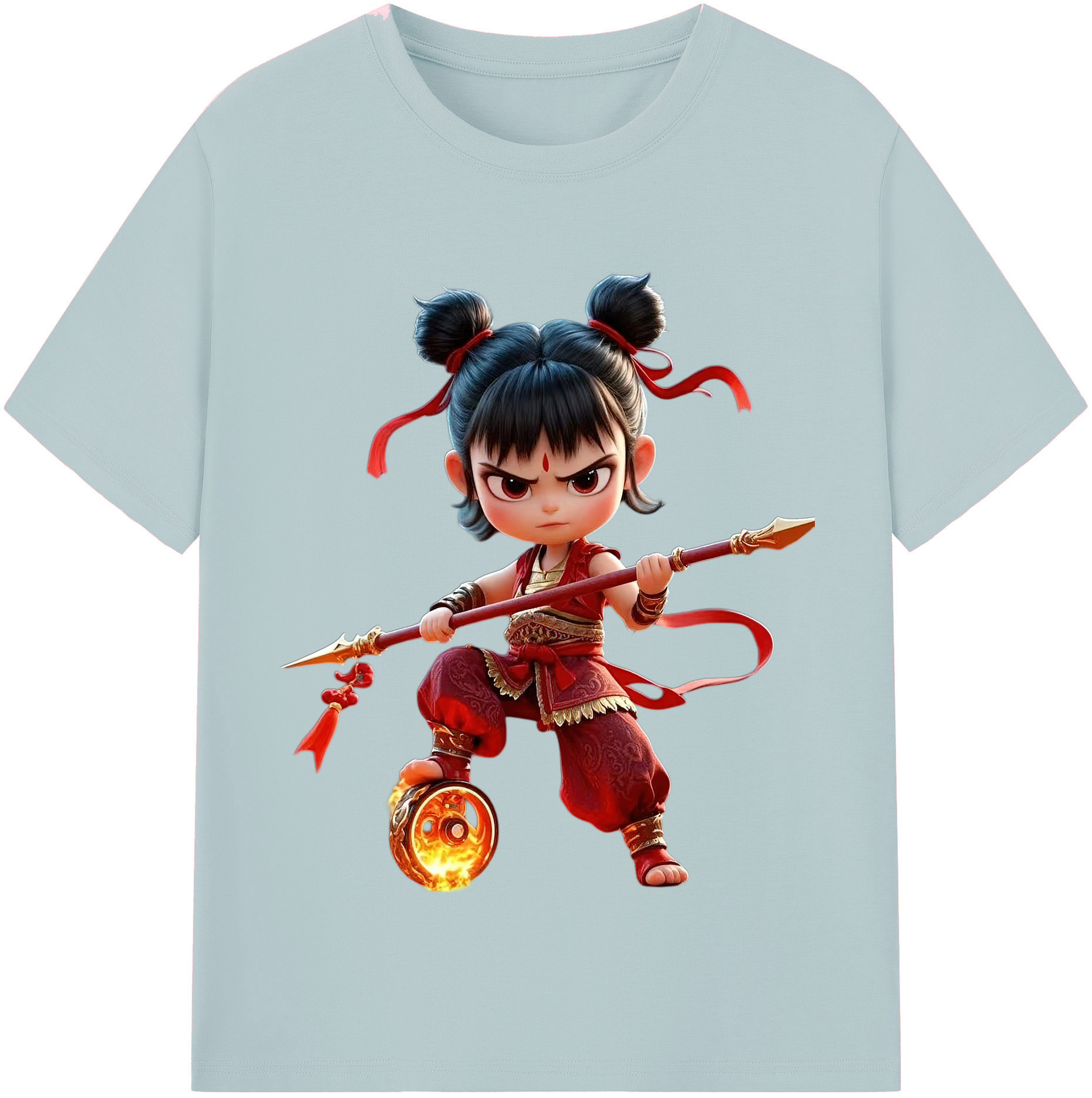 （画像用） Ne Zha 2 ナタ 魔童の大暴れ 綿100％半袖Tシャツ（フロントプリント）